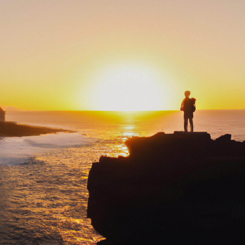 Coastal sunset silhouette